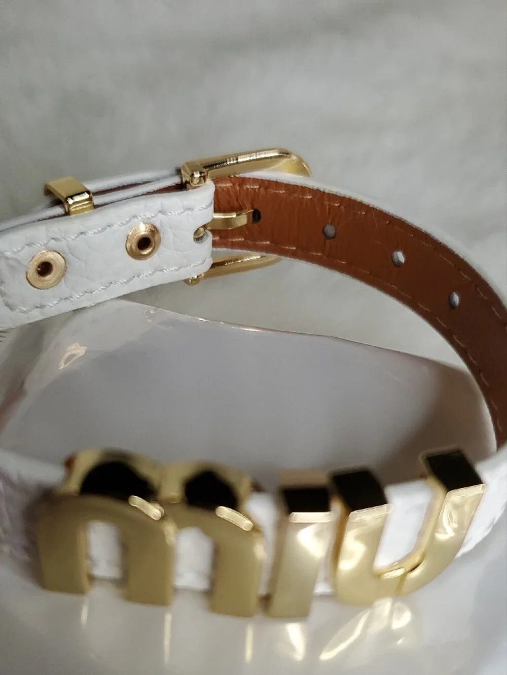 Fashion Jewelry White  Bracelet with Gold Logo Accents